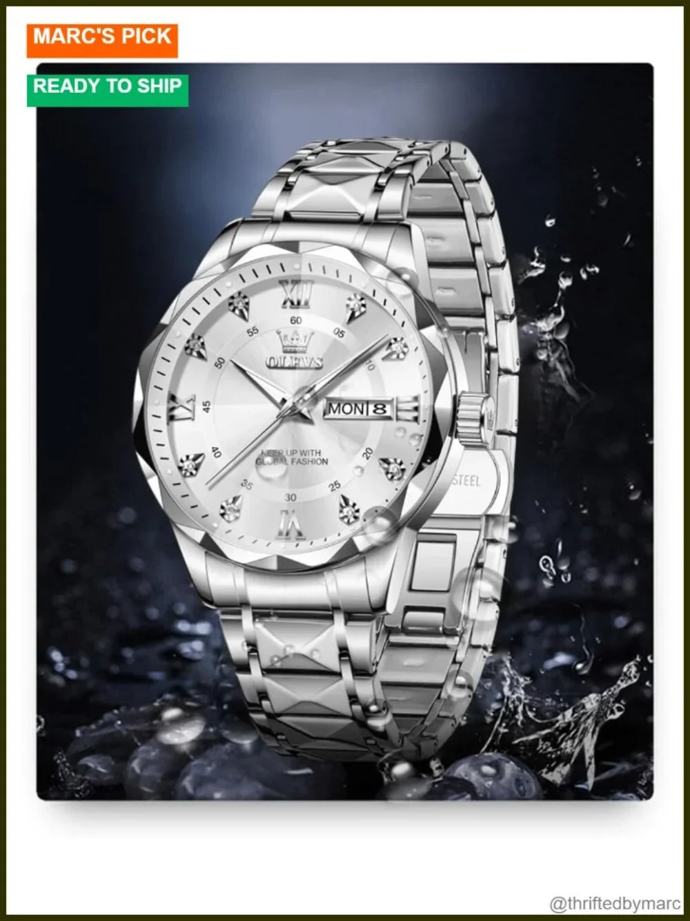 Luxury Diamond Casual Large Dial Stainless Steel Waterproof Business Dress
